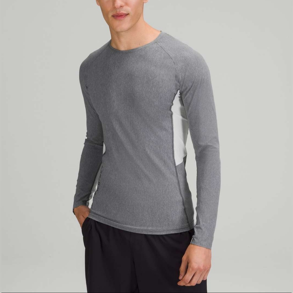 Lululemon Vital Drive Long Sleeve Shirt Heathered Vapor Slim Fit Size Small